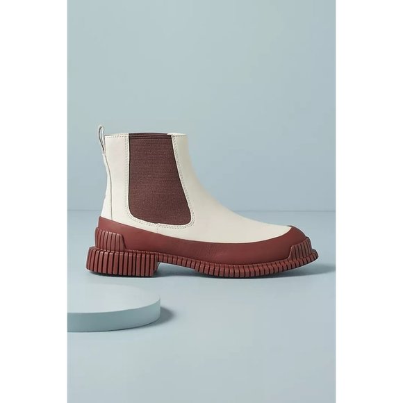 Camper for Anthropologie Pix Rubber Trimmed Chelsea Ankle Boots in White Size 40 - Picture 1 of 5